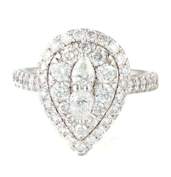 2.00ctw Pear and Round Diamond Double Frame Cluster Ring in 14K
