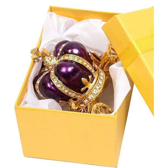 Hand-Painted Enameled Pumpkin Carriage Trinket Box