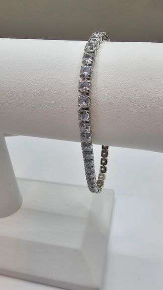 White Gold Plated 5.75 Ctw Lab Simulated Diamond Tennis Bracelet