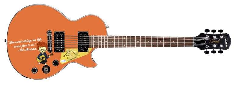 Ed Sheeran Signed Custom 1/1 Epiphone "The Worst Things" Graphics Guitar ACOA