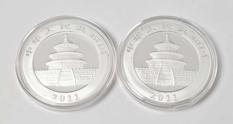 (2) 2011 1 Oz. Silver Pandas