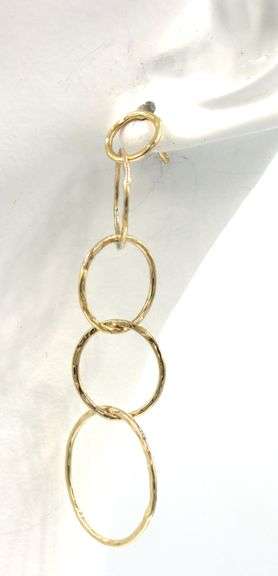 14kt Yellow gold multi circle dangle earrings