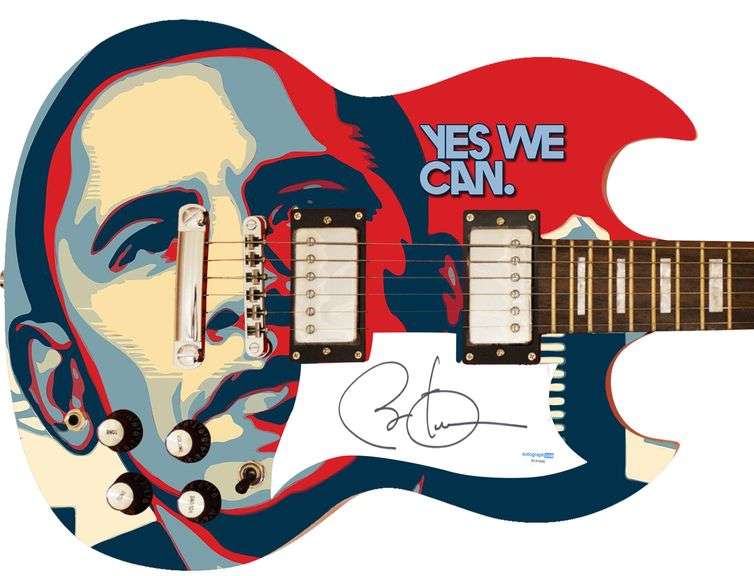 President Barack Obama Signed Custom Graphics Yes We Can Guitar ACOA