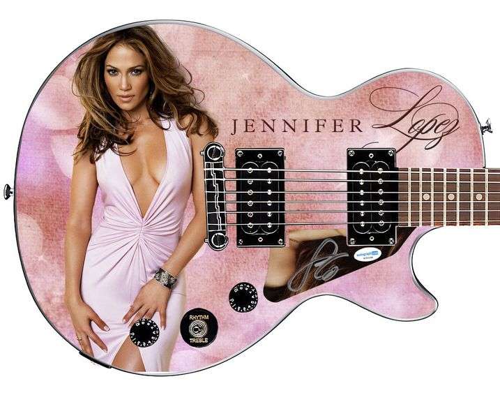 Jennifer Lopez Signed Custom Epiphone "Pink Dress Godess" Graphics Guitar ACOA