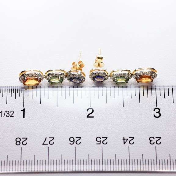 Lovely Multi-colored Sapphire & Diamond Earrings