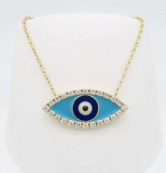 Diamond & Enamel Evil Eye Station Necklace