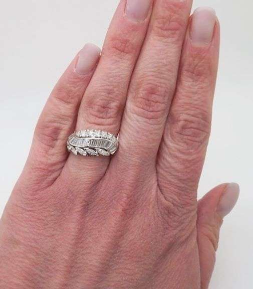 Vintage Diamond Cocktail Ring Crafted in Platinum