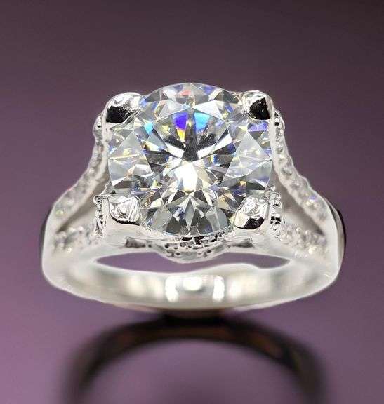 Sparkling 5.5 Ct 14 Kt White Gold Plated Engagement Ring