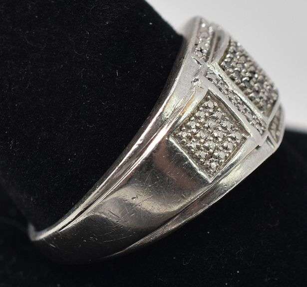 Diamond Cluster Men's Ring in Sterling Silver