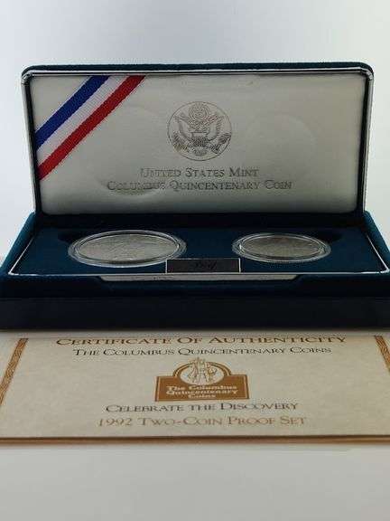 1992 Set Columbus Quincentenary, 2 Coins PR