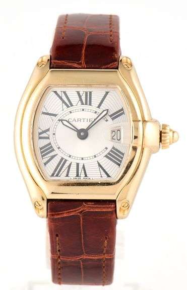 Cartier Roadster Date 2676, 32 X 37mm, Silver Dial 18K Yellow Gold Ladies Watch