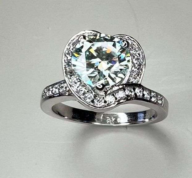 Beautiful 3 Ct Ice Blue Fire Moissanite Heart Ring