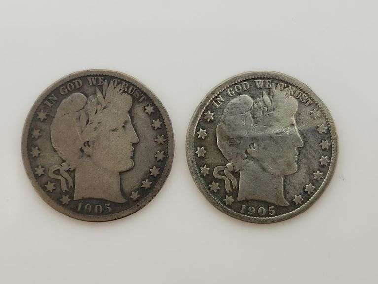 1905 O & 1905 S Barber Half Dollar, Circulated