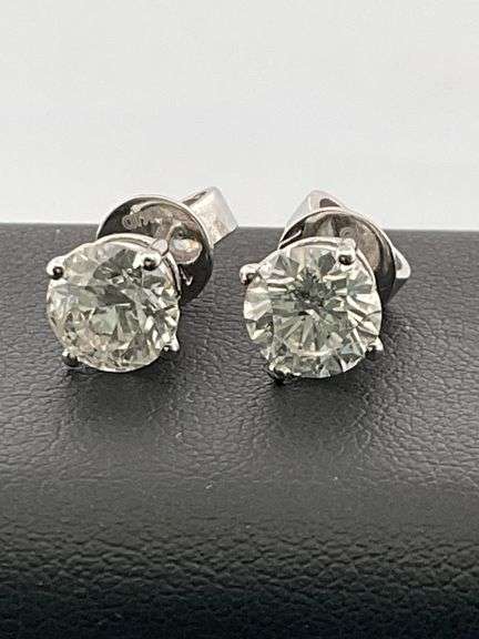 CERTIFIED BRAND NEW 14K WHITE GOLD DIAMOND STUDS
