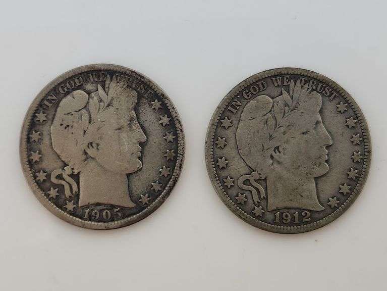 1905 & 1912 Barber Half Dollar, Circulated