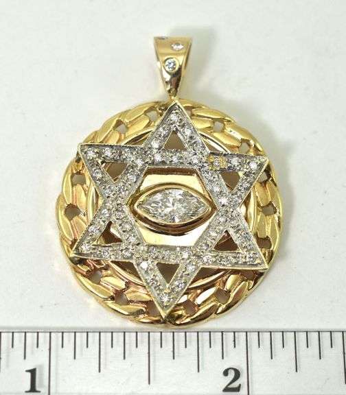 14K Yellow Gold & Diamond Star of David Pendant