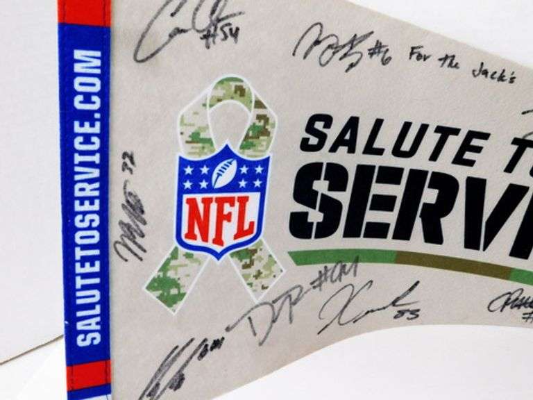 2022 Raiders Signed Salute to Service Football Pennant