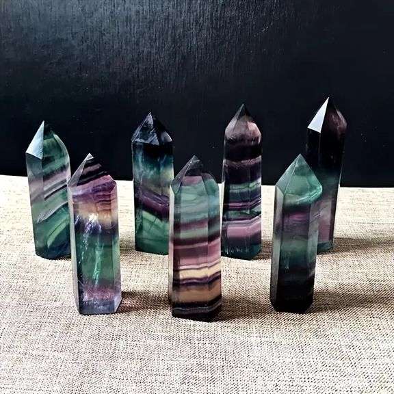Lot of 4 Polished Natural Fluorite Crystal Towers