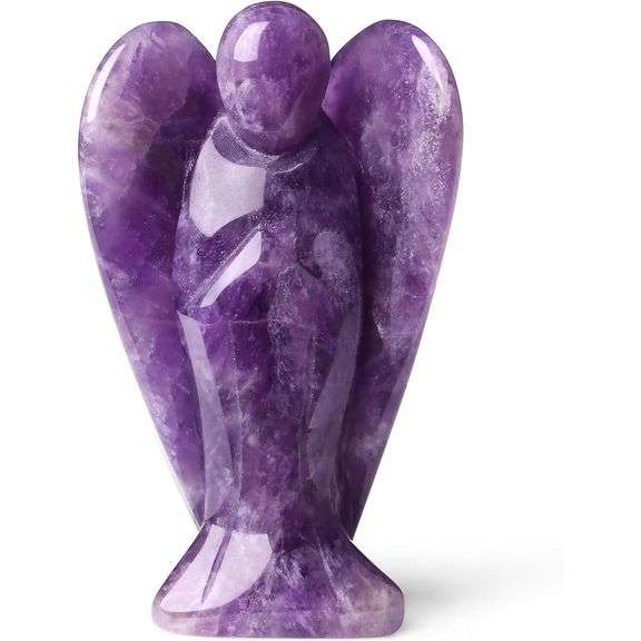 3-Inch Hand-Carved Amethyst Angel Figurine