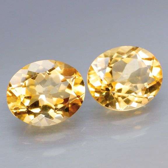 Full body flashing! 8.78ct 12x10mm golden yellow Citrine pair