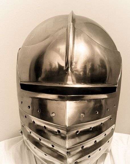 Medieval North Italian Bellows Face Visored Sallet Helmet