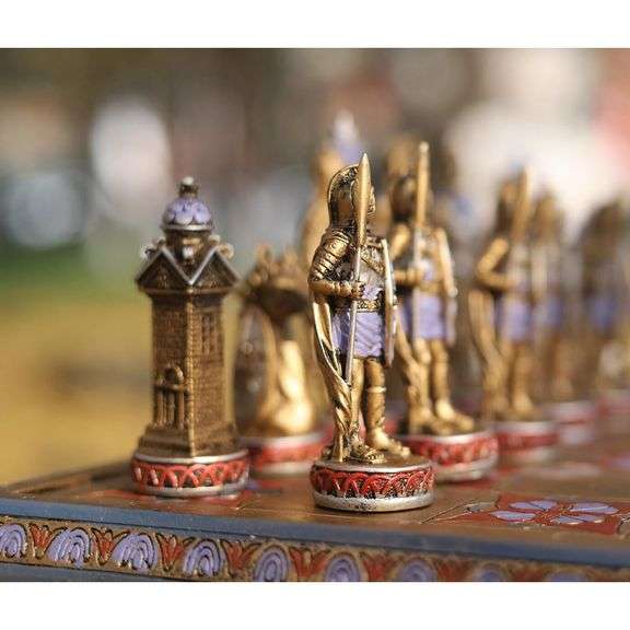 Hand-Painted Roman Legion Warrior Chess Set