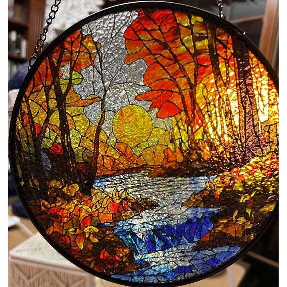 Tree and River Sunset Suncatcher