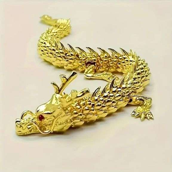 Lot of 2 Articulated Golden Brass Dragons