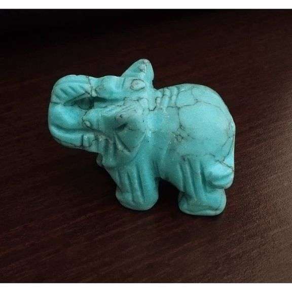 Hand-Carved Natural Green Turquoise Elephant