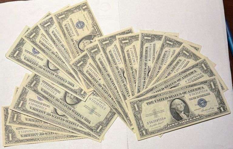 15 Various 1935 $1 Slider Silver Certificates