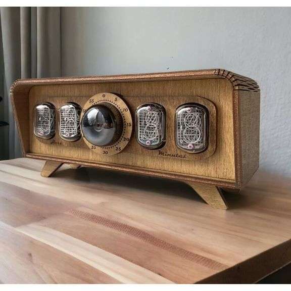 Handmade Wooden Tube Clock with Warm Glow