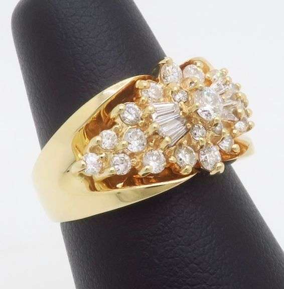 Diamond Starburst Ring Made in Yellow Gold