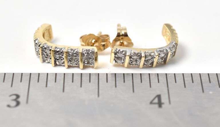 Sparkling J-Hoop Diamond Earrings in 14K Yellow Gold