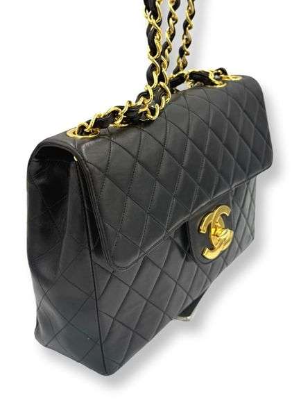 Vintage 94"-96" Chanel Lambskin Classic Single Flap Bag W/Dust Bag