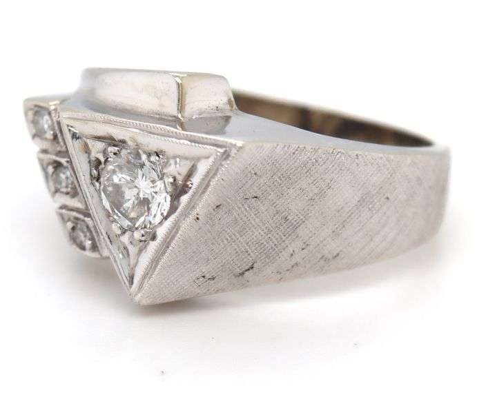 Vintage 14K WG Unisex Diamond Ring