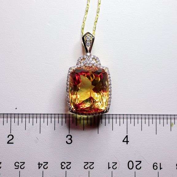 Citrine and Diamond Necklace in 14K gold