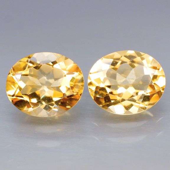 Full body flashing! 8.78ct 12x10mm golden yellow Citrine pair