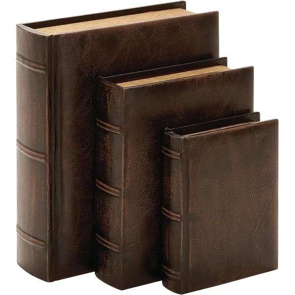 Set of 3 Book Style Wooden Boxes