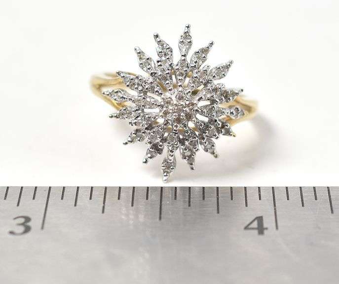 Dreamy Star Burst Diamond Ring in 10K Yellow Gold