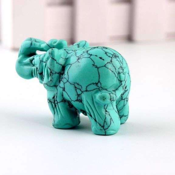 Hand-Carved Natural Green Turquoise Elephant