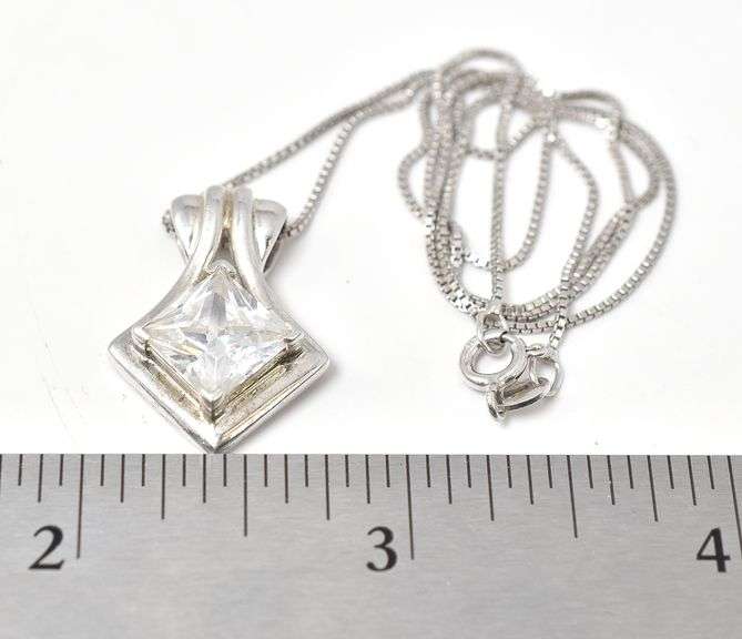 CZ Gemstone Pendant Necklace in Sterling Silver