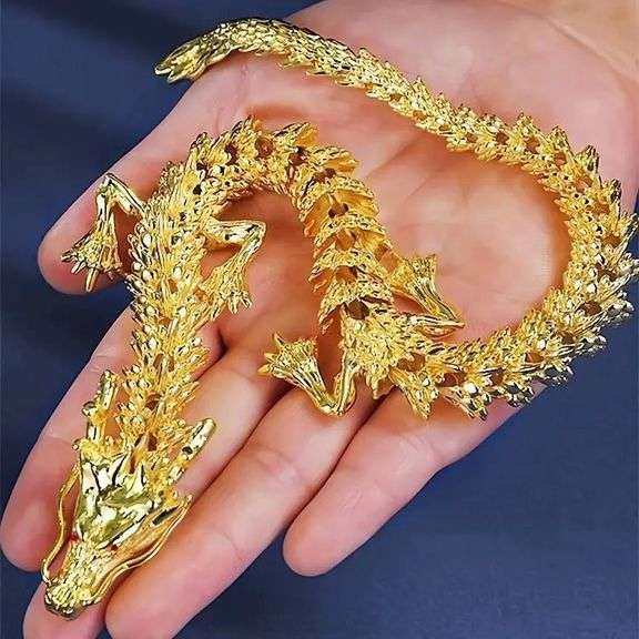Lot of 2 Articulated Golden Brass Dragons