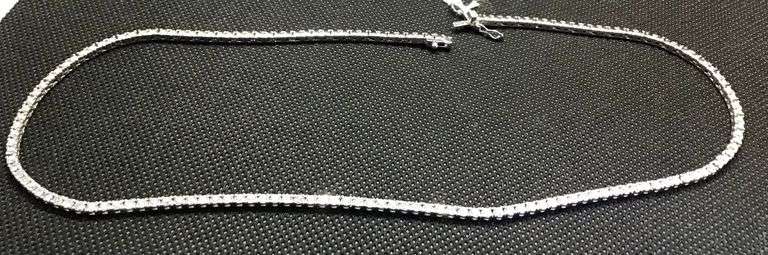 ELEGANT 14K WHITE GOLD LAB GROWN TENNIS NECKLACE