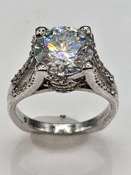 Sparkling 5.5 Ct 14 Kt White Gold Plated Engagement Ring