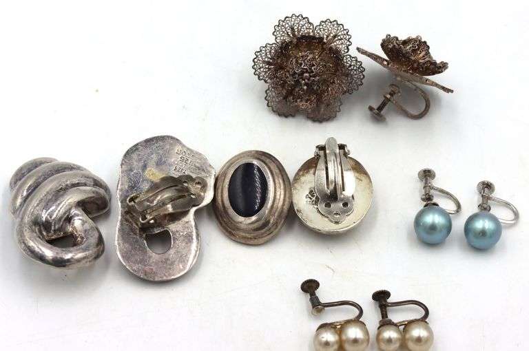 Group lot of Vintage 925 sterling silver earrings
