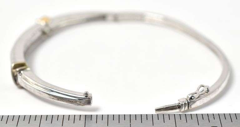 Diamond Hinged Bangle Bracelet in Sterling Silver