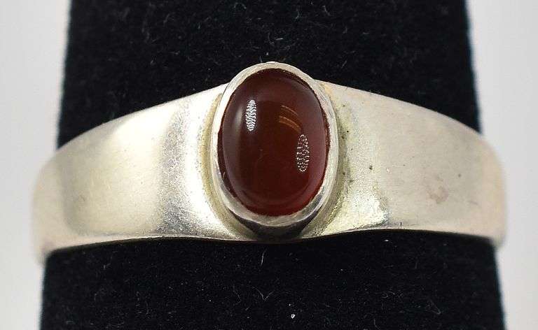 Carnelian Gemstone Ring in Sterling Silver