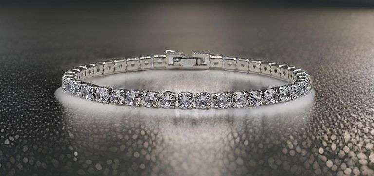 White Gold Plated 5.75 Ctw Lab Simulated Diamond Tennis Bracelet