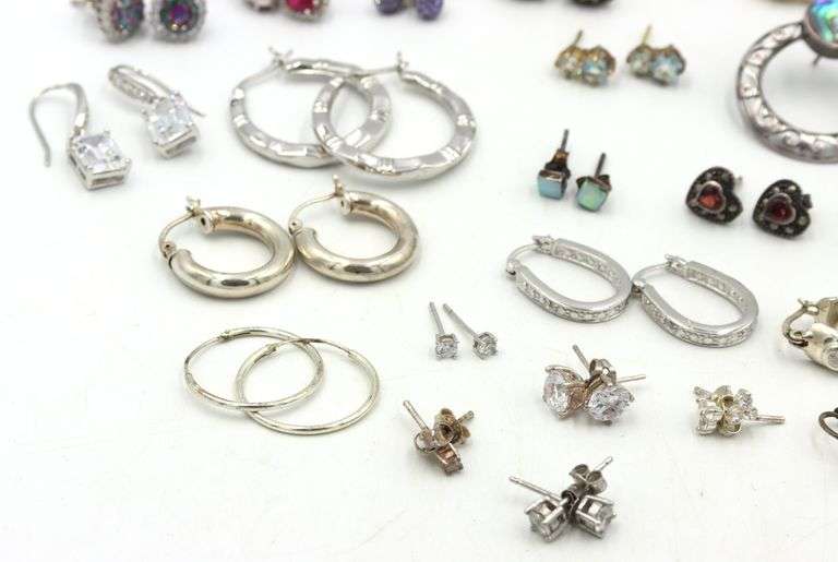 Vintage 925 sterling silver group lot of earrings