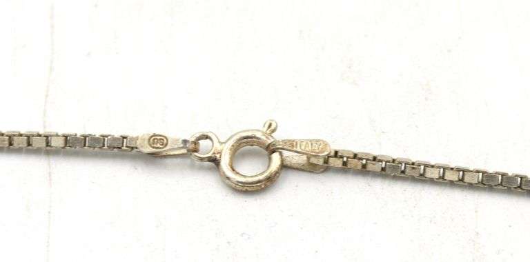 Vintage 925 sterling silver crystal pendant on Italian box chain
